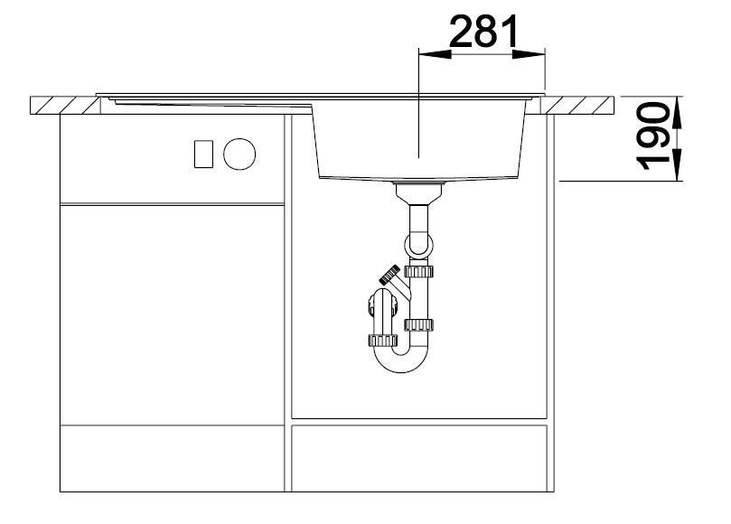 Blanco Zenar XL 6 S sivá vulkán s excentrom vanička vpravo