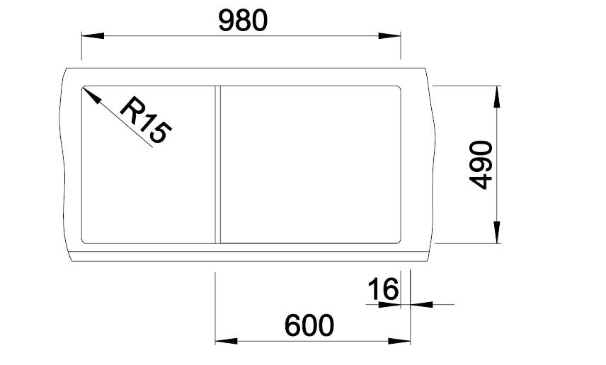 Blanco Zenar XL 6 S sivá vulkán s excentrom vanička vľavo