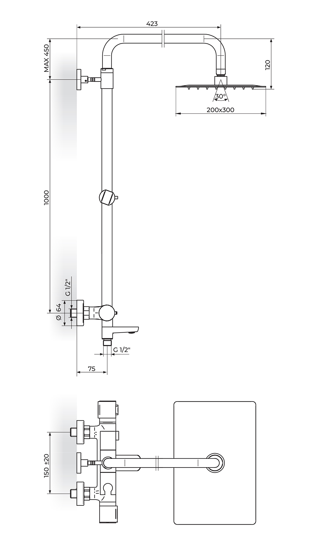 Sprchový set s termostatom Rosan S2 Termo 2T37351 chróm