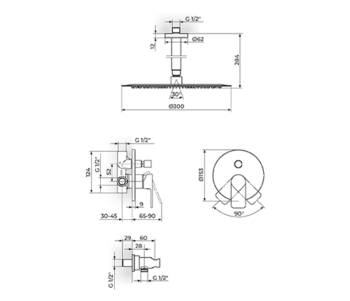 Sprchový set pod omietku Rosan S2 231603B čierna
