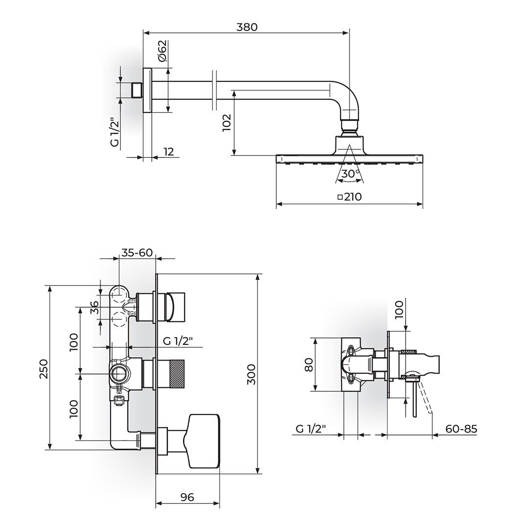 Sprchový set pod omietku Rosan S2 231605B čierna