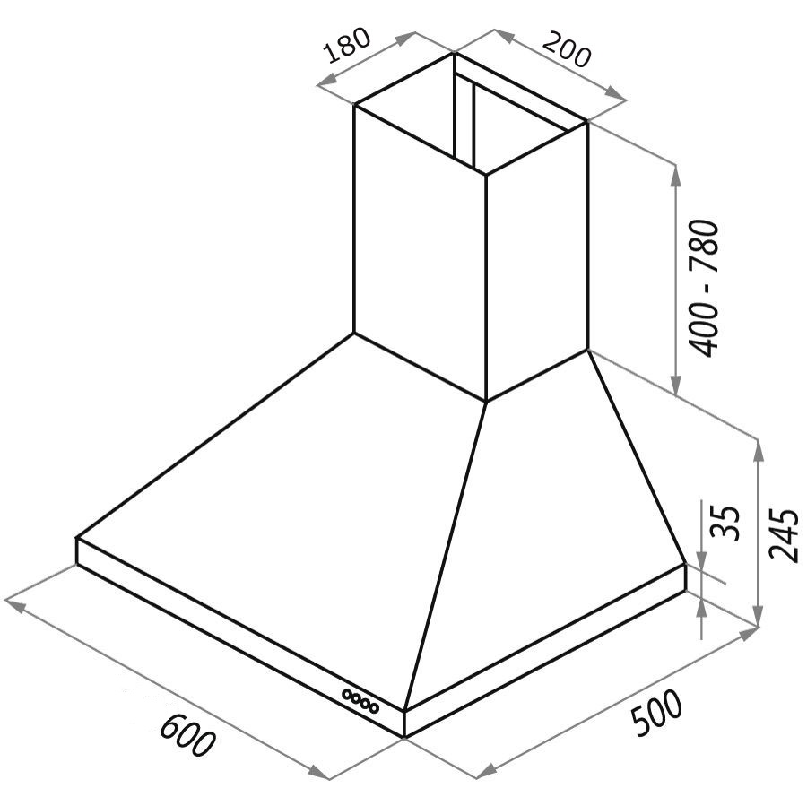 Komínový odsávač pár Evido Onda 60C krémová