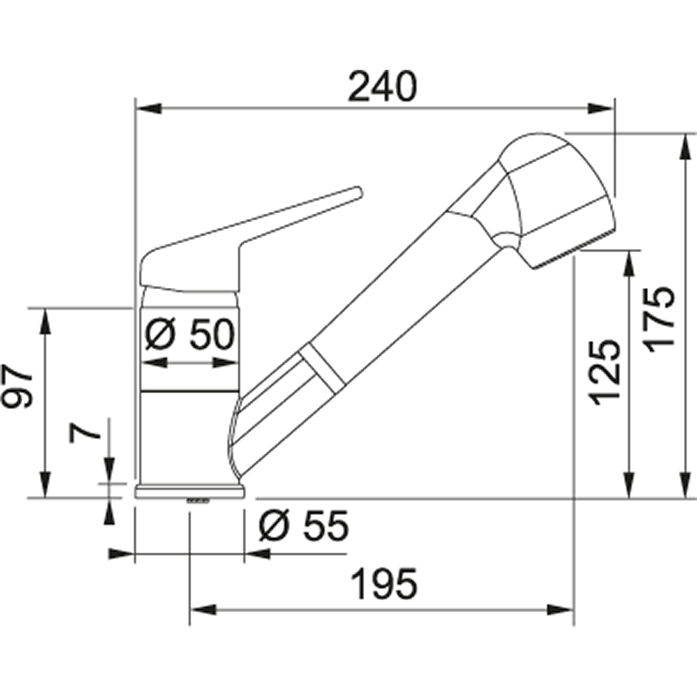 Franke FC 9547 S vyť. koncovkou, S reguláciou Sprcha/Prúd Chróm