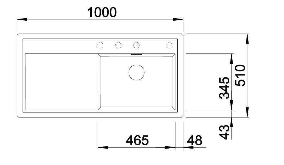 Blanco Zenar XL 6 S sivá skala s excentrom vanička vľavo