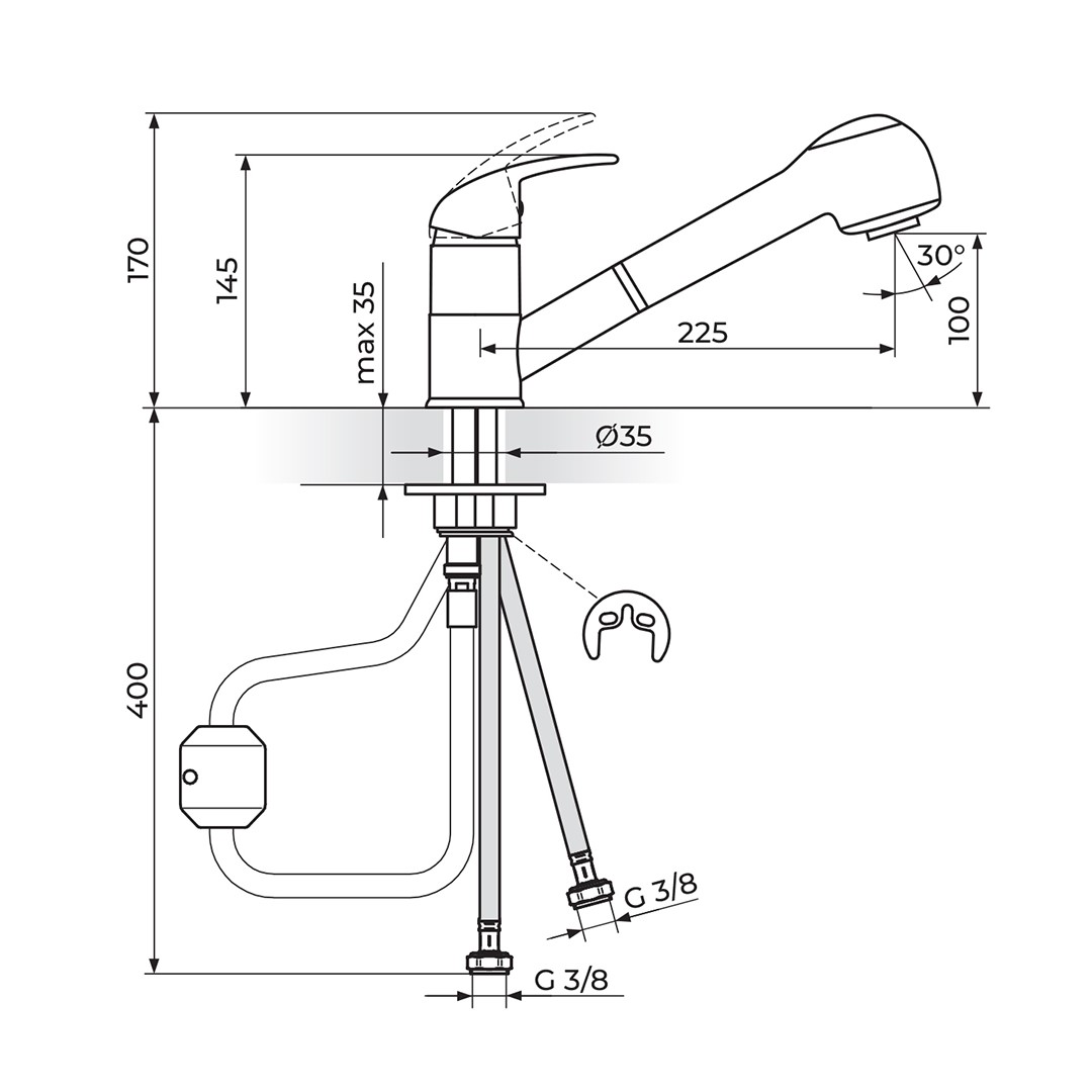 SET107 - Gránitový drez Blanco Sona 5 S antracit + Kuchynská batéria Rosan King J385001 chróm