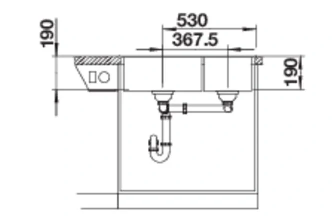 Blanco Legra 8 vanička vľavo čierna