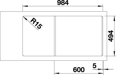 Blanco Collectis 6 S tartufo s excentrom vanička vpravo + čierna plastová miska s vekom