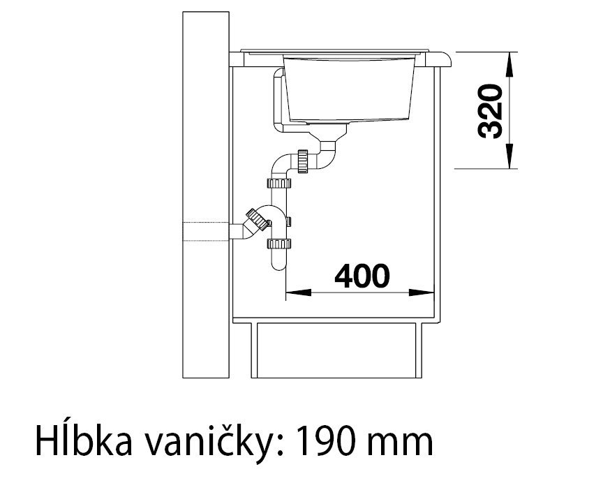 Blanco Zenar 45 S antracit s excentrom vanička vľavo