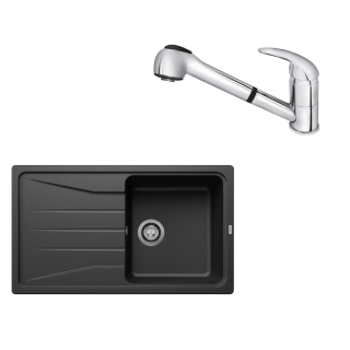 SET107 - Gránitový drez Blanco Sona 5 S antracit + Kuchynská batéria Rosan King J385001 chróm