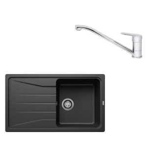 SET108 - Gránitový drez Blanco Sona 5 S antracit + Kuchynská batéria Rosan King JA381001 chróm