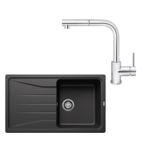 SET110 - Gránitový drez Blanco Sona 5 S antracit + Kuchynská batéria Rosan Zerro JZ38601 chróm