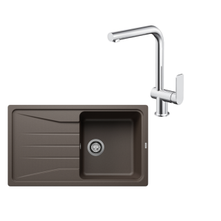SET126 - Gránitový drez Blanco Sona 5 S káva + Kuchynská batéria Rosan S2 238201 chróm