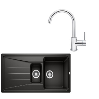 SET149 - Gránitový drez Blanco Sona 6 S čierna + Kuchynská batéria Rosan Zerro JZ38101 chróm