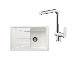 SET166 - Gránitový drez Blanco Sona 45 S biela + Kuchynská batéria Rosan S2 238201 chróm