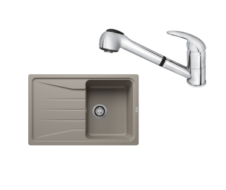 SET187 - Gránitový drez Blanco Sona 45 S tartufo + Kuchynská batéria Rosan King J385001 chróm