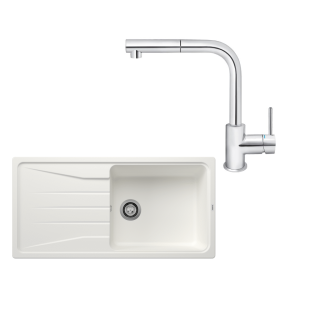 SET200 - Gránitový drez Blanco Sona XL 6 S biela + Kuchynská batéria Rosan Zerro JZ38601 chróm