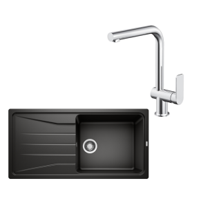 SET201 - Gránitový drez Blanco Sona XL 6 S čierna + Kuchynská batéria Rosan S2 238201 chróm