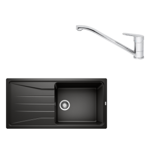 SET203 - Gránitový drez Blanco Sona XL 6 S čierna + Kuchynská batéria Rosan King JA381001 chróm