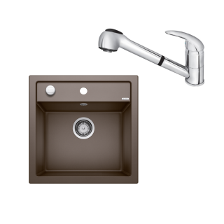 SET022 - Gránitový drez Blanco Dalago 5 káva + Kuchynská batéria Rosan King J385001 chróm