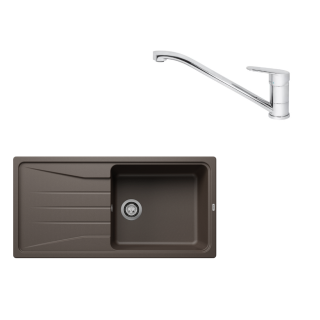 SET213 - Gránitový drez Blanco Sona XL 6 S káva + Kuchynská batéria Rosan King JA381001 chróm