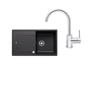 SET234 - Gránitový drez Blanco Zia 5 S čierna + Kuchynská batéria Rosan Zerro JZ38101 chróm