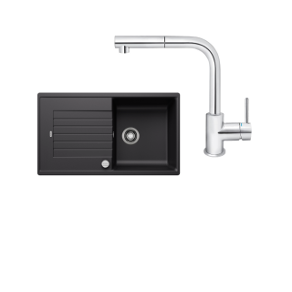 SET235 - Gránitový drez Blanco Zia 5 S čierna + Kuchynská batéria Rosan Zerro JZ38601 chróm