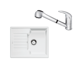SET252 - Gránitový drez Blanco Zia 40 S biela + Kuchynská batéria Rosan King J385001 chróm