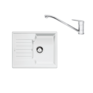 SET253 - Gránitový drez Blanco Zia 40 S biela + Kuchynská batéria Rosan King JA381001 chróm