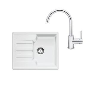 SET254 - Gránitový drez Blanco Zia 40 S biela + Kuchynská batéria Rosan Zerro JZ38101 chróm