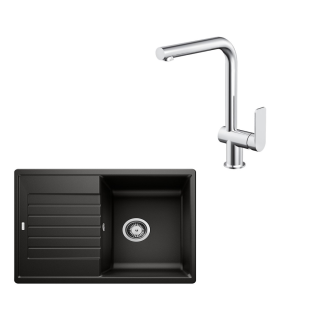 SET281 - Gránitový drez Blanco Zia 45 S čierna + Kuchynská batéria Rosan S2 238201 chróm