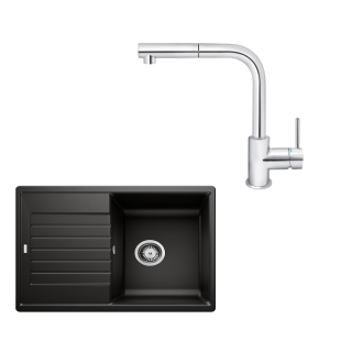 SET285 - Gránitový drez Blanco Zia 45 S čierna + Kuchynská batéria Rosan Zerro JZ38601 chróm