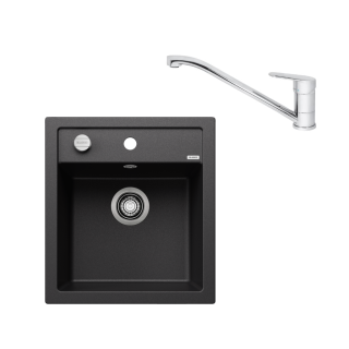 SET073 - Gránitový drez Blanco Dalago 45 antracit + Kuchynská batéria Rosan King JA381001 chróm