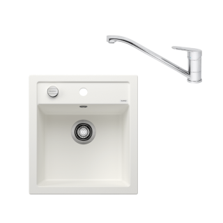 SET078 - Gránitový drez Blanco Dalago 45 biela + Kuchynská batéria Rosan King JA381001 chróm