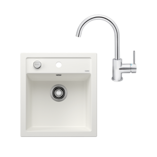 SET079 - Gránitový drez Blanco Dalago 45 biela + Kuchynská batéria Rosan Zerro JZ38101 chróm