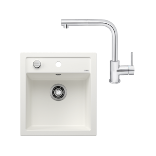 SET080 - Gránitový drez Blanco Dalago 45 biela + Kuchynská batéria Rosan Zerro JZ38601 chróm