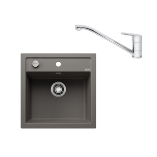 SET328 - Gránitový drez Blanco Dalago 5 sivá vulkán + Kuchynská batéria Rosan King JA381001 chróm
