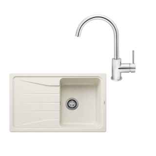 SET374 - Gránitový drez Blanco Sona 45 S biela soft + Kuchynská batéria Rosan Zerro JZ38101 chróm