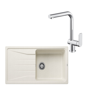 SET381 - Gránitový drez Blanco Sona XL 6 S biela soft + Kuchynská batéria Rosan S2 238201 chróm