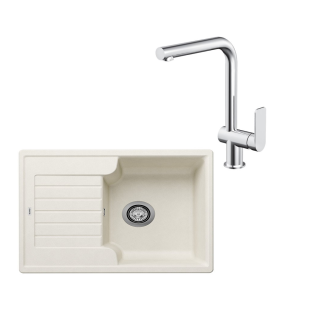 SET401 - Gránitový drez Blanco Zia 40 S biela soft + Kuchynská batéria Rosan S2 238201 chróm
