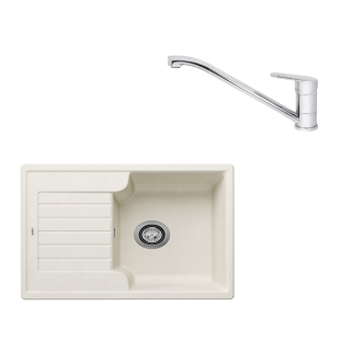 SET403 - Gránitový drez Blanco Zia 40 S biela soft + Kuchynská batéria Rosan King JA381001 chróm