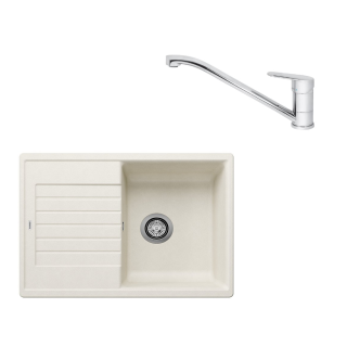 SET423 - Gránitový drez Blanco Zia 45 S Compact biela soft + Kuchynská batéria Rosan King JA381001 chróm
