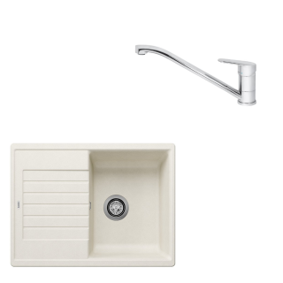 SET413 - Gránitový drez Blanco Zia 45 S biela soft + Kuchynská batéria Rosan King JA381001 chróm