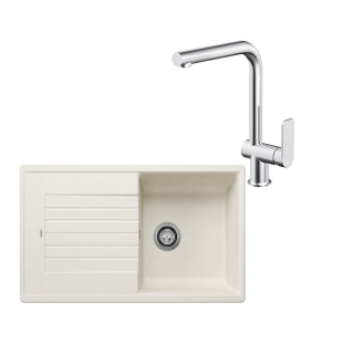 SET391 - Gránitový drez Blanco Zia 5 S biela soft + Kuchynská batéria Rosan S2 238201 chróm