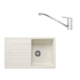 SET393 - Gránitový drez Blanco Zia 5 S biela soft + Kuchynská batéria Rosan King JA381001 chróm