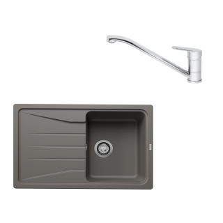SET378 - Gránitový drez Blanco Sona 45 S sivá vulkán + Kuchynská batéria Rosan King JA381001 chróm