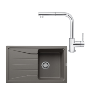 SET380 - Gránitový drez Blanco Sona 45 S sivá vulkán + Kuchynská batéria Rosan Zerro JZ38601 chróm