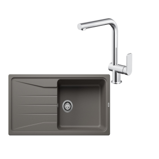 SET386 - Gránitový drez Blanco Sona XL 6 S sivá vulkán + Kuchynská batéria Rosan S2 238201 chróm
