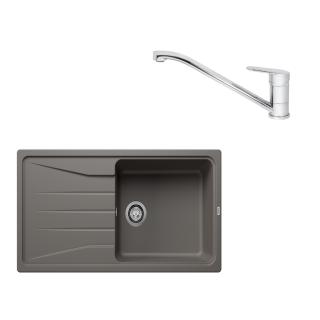 SET388 - Gránitový drez Blanco Sona XL 6 S sivá vulkán + Kuchynská batéria Rosan King JA381001 chróm