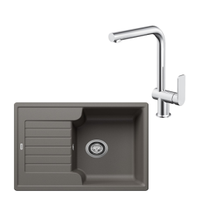 SET406 - Gránitový drez Blanco Zia 40 S sivá vulkán + Kuchynská batéria Rosan S2 238201 chróm