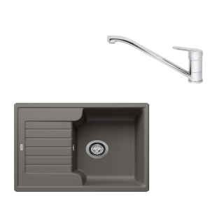 SET408 - Gránitový drez Blanco Zia 40 S sivá vulkán + Kuchynská batéria Rosan King JA381001 chróm